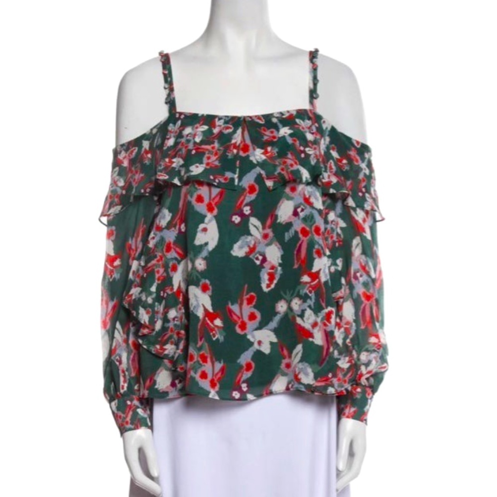 Tanya Taylor Off the Shoulder Silk Top